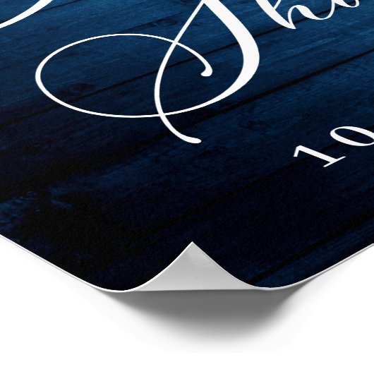 Blue Hydrangea Lantern Wood Boho Brautparty Poster (Ecke)