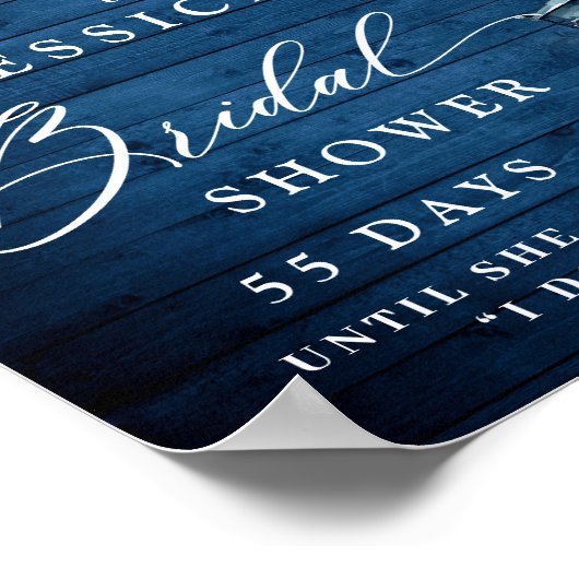 Blue Hydrangea Lantern Wood Boho Brautparty Poster (Ecke)