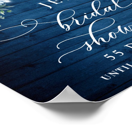 Blue Hydrangea Lantern Wood Boho Brautparty Poster (Ecke)