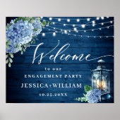Blue Hydrangea Lantern Wood Boho ENGAGEMENT PARTEI Poster (Vorne)