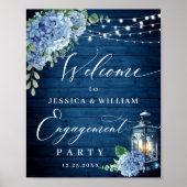 Blue Hydrangea Lantern Wood Boho ENGAGEMENT PARTEI Poster (Vorne)