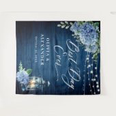 Blue Hydrangea Lantern Wood Foto Hochzeitskugel Hi Wandteppich (Vorderseite (Horizontal))