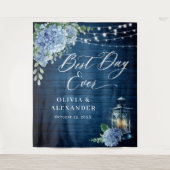 Blue Hydrangea Lantern Wood Foto Hochzeitskugel Hi Wandteppich (Vorderseite)