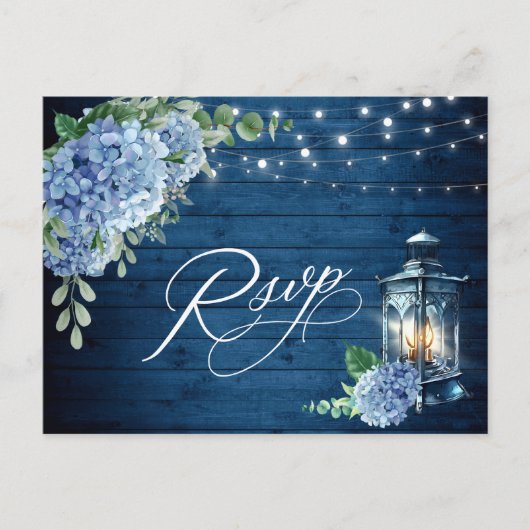 Blue Hydrangea Lantern Wood UAWG Meal Choice Postkarte (Vorderseite)