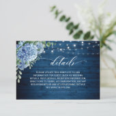 Blue Hydrangea Lantern Wood Wedding Details Begleitkarte (Stehend Vorderseite)