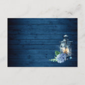 Blue Hydrangea Lantern Wood Wedding Details Begleitkarte (Rückseite)
