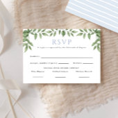 Blue Hydrangea Leaf Classic Wedding Reply RSVP Karte