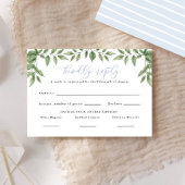 Blue Hydrangea Leaf Classic Wedding Reply RSVP Karte