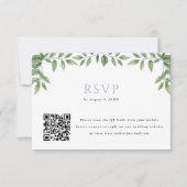 Blue Hydrangea Leaf QR Code Wedding Antwort (Vorderseite)