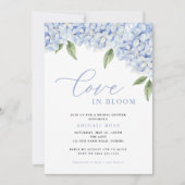 Blue Hydrangea Liebe in Bloom Brautparty Einladung (Vorderseite)