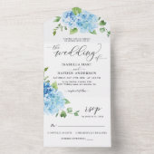 Blue Hydrangea Light Floral Botanical Wedding All In One Einladung (Innen Boden)