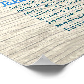 Blue Hydrangea Light Wood Table Seekarte Poster (Ecke)