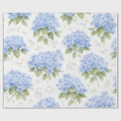 Blue Hydrangea Luxe Floral Wrapping Paper Geschenkpapier (Flach)