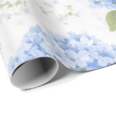 Blue Hydrangea Luxe Floral Wrapping Paper Geschenkpapier (Rolleneckpunkt)