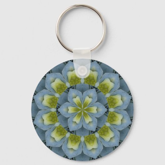 Blue Hydrangea Mandala Image 2 Schlüsselanhänger (Vorderseite)
