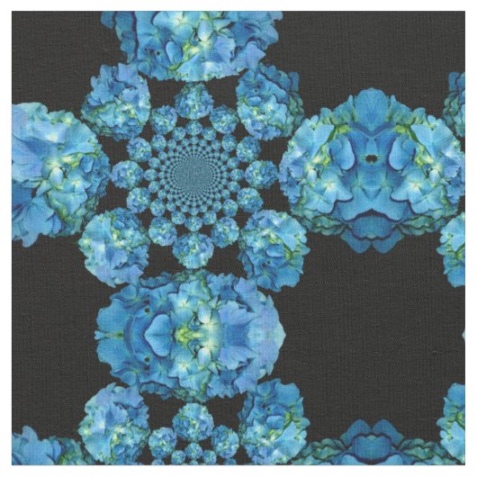 Blue Hydrangea - Mandala Stoff (Nahaufnahme)
