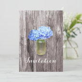 Blue Hydrangea Mason Jar Bridal Einladungen (Stehend Vorderseite)