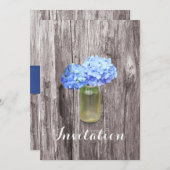 Blue Hydrangea Mason Jar Bridal Einladungen (Vorne/Hinten)