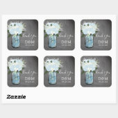 Blue Hydrangea Mason Jar Chalkboard Gastgeschenk H Quadratischer Aufkleber (Blatt)