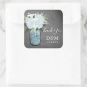 Blue Hydrangea Mason Jar Chalkboard Gastgeschenk H Quadratischer Aufkleber (Tasche)