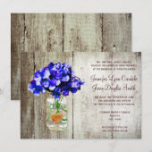 Blue Hydrangea Mason Jar Wedding Einladungen (Vorne/Hinten)