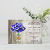Blue Hydrangea Mason Jar Wedding Einladungen (Stehend Vorderseite)
