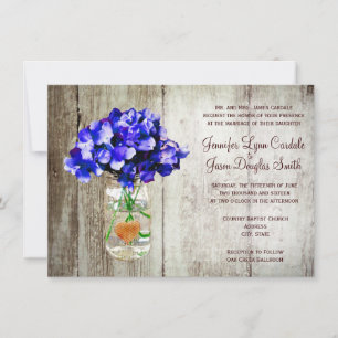 Blue Hydrangea Mason Jar Wedding Einladungen