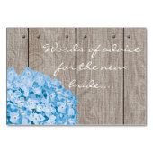 Blue Hydrangea Mason Jar Worte des Ratgebers Tischnummer (Rückseite)