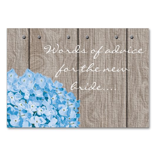 Blue Hydrangea Mason Jar Worte des Ratgebers Tischnummer (Rückseite)