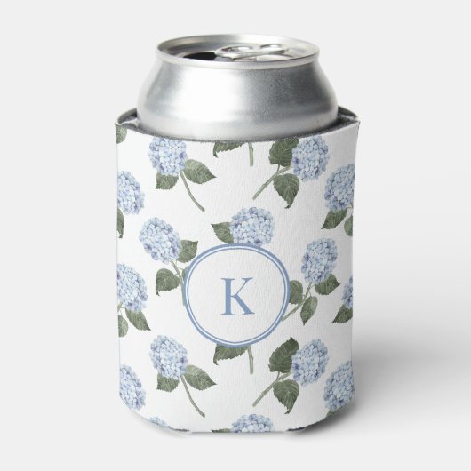 Blue Hydrangea Mit Monogramm Dosenkühler (Kanne Vorderseite)