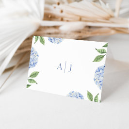 Blue Hydrangea Mit Monogramm Wedding Dankeskarte