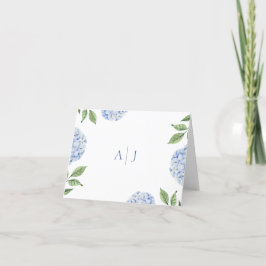 Blue Hydrangea Mit Monogramm Wedding Dankeskarte