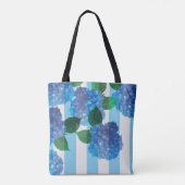 Blue Hydrangea mit Stripes-Tasche Tasche (Rückseite)