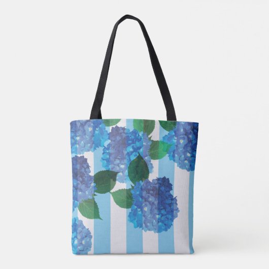 Blue Hydrangea mit Stripes-Tasche Tasche (Rückseite)