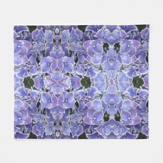 Blue Hydrangea mit weißem Border Fleece Blanket (Vorderseite (Horizontal))
