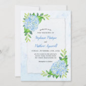Blue Hydrangea Moderne Hochzeit der Wasserfarben Einladung (Vorderseite)