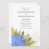 Blue Hydrangea Moderne künstlerische Blumenhochzei Einladung (Vorne/Hinten)