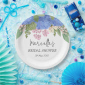 Blue Hydrangea Modernes Brautparty Napkin Pappteller (Party)