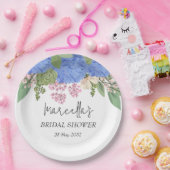 Blue Hydrangea Modernes Brautparty Napkin Pappteller (Party)