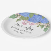 Blue Hydrangea Modernes Brautparty Napkin Pappteller (Schrägansicht)