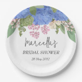 Blue Hydrangea Modernes Brautparty Napkin Pappteller (Vorderseite)