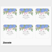 Blue Hydrangea Modernes Brautparty Napkin Quadratischer Aufkleber (Blatt)