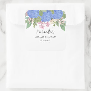 Blue Hydrangea Modernes Brautparty Napkin Quadratischer Aufkleber