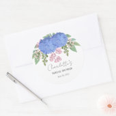 Blue Hydrangea Modernes Brautparty Runder Aufkleber (Umschlag)