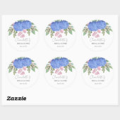 Blue Hydrangea Modernes Brautparty Runder Aufkleber (Blatt)