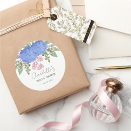 Blue Hydrangea Modernes Brautparty Runder Aufkleber