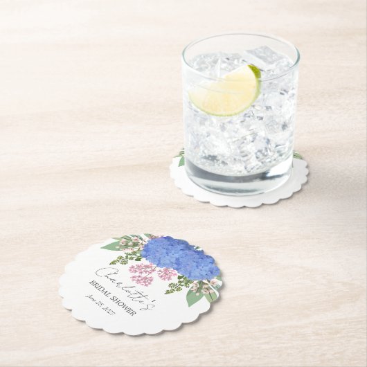 Blue Hydrangea Modernes Brautparty Untersetzer (Vor Ort)