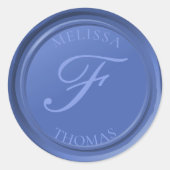 Blue Hydrangea Monogram Name Imitats Wax Siegel Br Runder Aufkleber (Vorderseite)