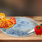 Blue Hydrangea Monogram Round Cutting Board Schneidebrett