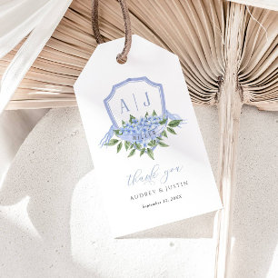 Blue Hydrangea Monogram Wappen Maßgeschneiderte Ho Geschenkanhänger